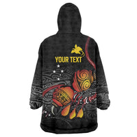 Personalized Papua New Guinea Milne Bay Wearable Blanket Hoodie Bagi Necklace Mix Lime Pot Grunge LT7 - Polynesian Pride