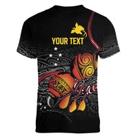 Personalized Papua New Guinea Milne Bay Women V-Neck T-Shirt Bagi Necklace Mix Lime Pot Grunge LT7 - Polynesian Pride