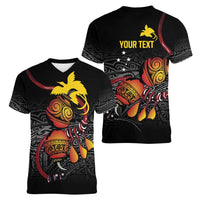 Personalized Papua New Guinea Milne Bay Women V-Neck T-Shirt Bagi Necklace Mix Lime Pot Grunge LT7 - Polynesian Pride