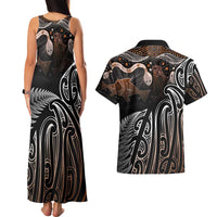 Aotearoa Maori - Australia Indigenous Couples Matching Tank Maxi Dress and Hawaiian Shirt Koiri Whakairo Mix Aboriginal Art LT7 - Polynesian Pride