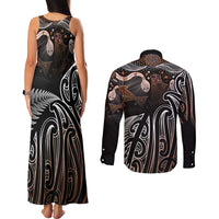 Aotearoa Maori - Australia Indigenous Couples Matching Tank Maxi Dress and Long Sleeve Button Shirt Koiri Whakairo Mix Aboriginal Art LT7 - Polynesian Pride