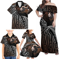 Aotearoa Maori - Australia Indigenous Family Matching Off Shoulder Maxi Dress and Hawaiian Shirt Koiri Whakairo Mix Aboriginal Art LT7 - Polynesian Pride