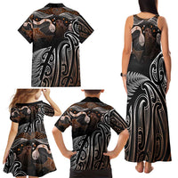 Aotearoa Maori - Australia Indigenous Family Matching Tank Maxi Dress and Hawaiian Shirt Koiri Whakairo Mix Aboriginal Art LT7 - Polynesian Pride