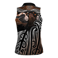 Aotearoa Maori - Australia Indigenous Women Sleeveless Polo Shirt Koiri Whakairo Mix Aboriginal Art LT7 - Polynesian Pride