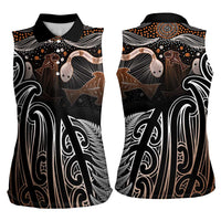 Aotearoa Maori - Australia Indigenous Women Sleeveless Polo Shirt Koiri Whakairo Mix Aboriginal Art LT7 - Polynesian Pride