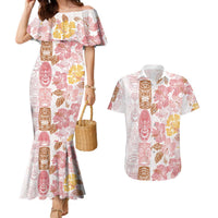 Christmas Aloha Hawaii Tiki Couples Matching Mermaid Dress and Hawaiian Shirt Hibiscus Spring Colors LT7 Pink - Polynesian Pride