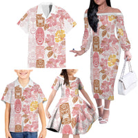 Christmas Aloha Hawaii Tiki Family Matching Off The Shoulder Long Sleeve Dress and Hawaiian Shirt Hibiscus Spring Colors LT7 - Polynesian Pride
