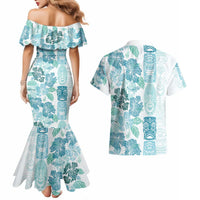 Christmas Aloha Hawaii Tiki Couples Matching Mermaid Dress and Hawaiian Shirt Hibiscus Summer Colors LT7 - Polynesian Pride