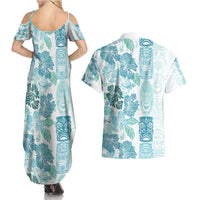 Christmas Aloha Hawaii Tiki Couples Matching Summer Maxi Dress and Hawaiian Shirt Hibiscus Summer Colors LT7 - Polynesian Pride