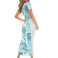 Christmas Aloha Hawaii Tiki Family Matching Short Sleeve Bodycon Dress and Hawaiian Shirt Hibiscus Summer Colors LT7 - Polynesian Pride