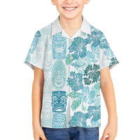 Christmas Aloha Hawaii Tiki Family Matching Tank Maxi Dress and Hawaiian Shirt Hibiscus Summer Colors LT7 Son's Shirt Turquoise - Polynesian Pride
