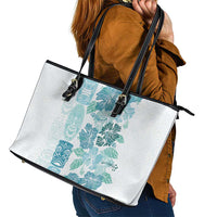 Christmas Aloha Hawaii Tiki Leather Tote Bag Hibiscus Summer Colors - Polynesian Pride