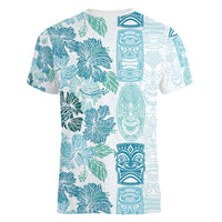Christmas Aloha Hawaii Tiki Women V-Neck T-Shirt Hibiscus Summer Colors LT7 - Polynesian Pride
