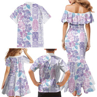 Christmas Aloha Hawaii Tiki Family Matching Mermaid Dress and Hawaiian Shirt Hibiscus Winter Colors LT7 - Polynesian Pride