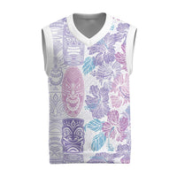 Christmas Aloha Hawaii Tiki Christmas Knitted V-Neck Vest Hibiscus Winter Colors LT7 Lavender - Polynesian Pride