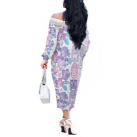 Christmas Aloha Hawaii Tiki Off The Shoulder Long Sleeve Dress Hibiscus Winter Colors LT7 - Polynesian Pride