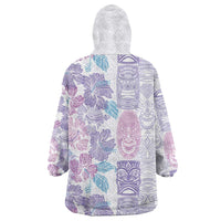 Christmas Aloha Hawaii Tiki Wearable Blanket Hoodie Hibiscus Winter Colors LT7 - Polynesian Pride