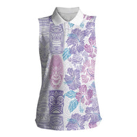 Christmas Aloha Hawaii Tiki Women Sleeveless Polo Shirt Hibiscus Winter Colors LT7 Female Lavender - Polynesian Pride