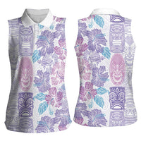 Christmas Aloha Hawaii Tiki Women Sleeveless Polo Shirt Hibiscus Winter Colors LT7 - Polynesian Pride