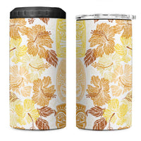 Christmas Aloha Hawaii Tiki 4 in 1 Can Cooler Tumbler Hibiscus Autumn Colors LT7 One Size: 16 oz Yellow - Polynesian Pride