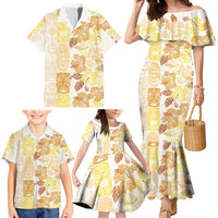 Christmas Aloha Hawaii Tiki Family Matching Mermaid Dress and Hawaiian Shirt Hibiscus Autumn Colors LT7 - Polynesian Pride