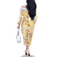 Christmas Aloha Hawaii Tiki Family Matching Off The Shoulder Long Sleeve Dress and Hawaiian Shirt Hibiscus Autumn Colors LT7 - Polynesian Pride