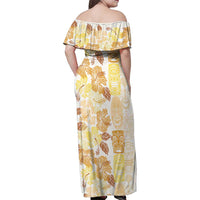 Christmas Aloha Hawaii Tiki Family Matching Off Shoulder Maxi Dress and Hawaiian Shirt Hibiscus Autumn Colors LT7 - Polynesian Pride