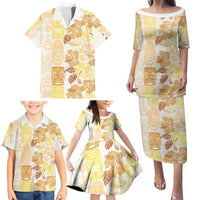 Christmas Aloha Hawaii Tiki Family Matching Puletasi and Hawaiian Shirt Hibiscus Autumn Colors LT7 - Polynesian Pride