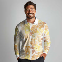 Christmas Aloha Hawaii Tiki Long Sleeve Polo Shirt Hibiscus Autumn Colors LT7 - Polynesian Pride