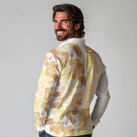 Christmas Aloha Hawaii Tiki Long Sleeve Polo Shirt Hibiscus Autumn Colors LT7 - Polynesian Pride