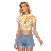 Christmas Aloha Hawaii Tiki Raglan Cropped T Shirt Hibiscus Autumn Colors - Polynesian Pride