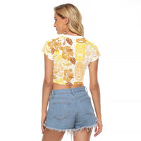Christmas Aloha Hawaii Tiki Raglan Cropped T Shirt Hibiscus Autumn Colors - Polynesian Pride