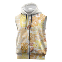 Christmas Aloha Hawaii Tiki Sleeveless Zip Hoodie Hibiscus Autumn Colors LT7 Yellow - Polynesian Pride