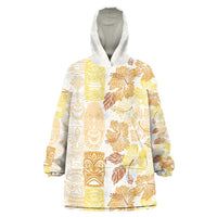 Christmas Aloha Hawaii Tiki Wearable Blanket Hoodie Hibiscus Autumn Colors LT7 One Size Yellow - Polynesian Pride