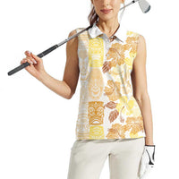 Christmas Aloha Hawaii Tiki Women Sleeveless Polo Shirt Hibiscus Autumn Colors LT7 - Polynesian Pride