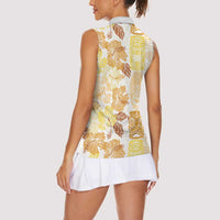 Christmas Aloha Hawaii Tiki Women Sleeveless Polo Shirt Hibiscus Autumn Colors LT7 - Polynesian Pride