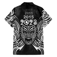 New Zealand Rugby Family Matching Off Shoulder Maxi Dress and Hawaiian Shirt 2023 World Cup Aotearoa Haka Face LT7 - Polynesian Pride