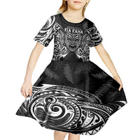 New Zealand Rugby Kid Short Sleeve Dress 2023 World Cup Aotearoa Haka Face LT7 - Polynesian Pride