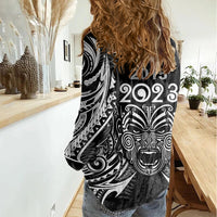 New Zealand Rugby Women Casual Shirt 2023 World Cup Aotearoa Haka Face LT7 - Polynesian Pride