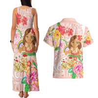Aloha Hawaii Couples Matching Tank Maxi Dress and Hawaiian Shirt Kawaii Mele Kalikimaka - Pastel Fever LT7 - Polynesian Pride