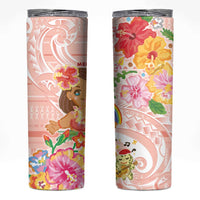 Aloha Hawaii Skinny Tumbler Kawaii Mele Kalikimaka - Pastel Fever LT7 Peach - Polynesian Pride