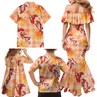 Orange Palaka Hawaii Aloha Family Matching Mermaid Dress and Hawaiian Shirt Koi Pond Mix Japanese Maple LT7 - Polynesian Pride