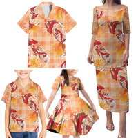 Orange Palaka Hawaii Aloha Family Matching Puletasi and Hawaiian Shirt Koi Pond Mix Japanese Maple LT7 - Polynesian Pride
