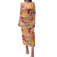 Orange Palaka Hawaii Aloha Family Matching Puletasi and Hawaiian Shirt Koi Pond Mix Japanese Maple LT7 Orange - Polynesian Pride