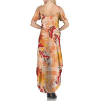 Orange Palaka Hawaii Aloha Family Matching Summer Maxi Dress and Hawaiian Shirt Koi Pond Mix Japanese Maple LT7 - Polynesian Pride