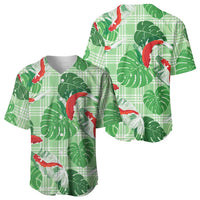 Lime Palaka Hawaii Aloha Baseball Jersey Koi Pond Mix Monstera - Polynesian Pride