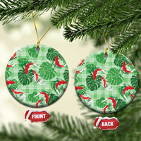 Lime Palaka Hawaii Aloha Ceramic Ornament Koi Pond Mix Monstera - Polynesian Pride