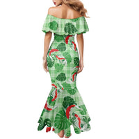 Lime Palaka Hawaii Aloha Family Matching Mermaid Dress and Hawaiian Shirt Koi Pond Mix Monstera LT7 - Polynesian Pride