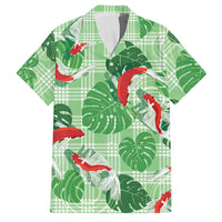 Lime Palaka Hawaii Aloha Family Matching Tank Maxi Dress and Hawaiian Shirt Koi Pond Mix Monstera LT7 Dad's Shirt - Short Sleeve Lime Green - Polynesian Pride
