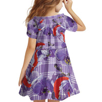 Lavender Palaka Hawaii Aloha Family Matching Off Shoulder Short Dress and Hawaiian Shirt Koi Pond Mix Orchids LT7 - Polynesian Pride